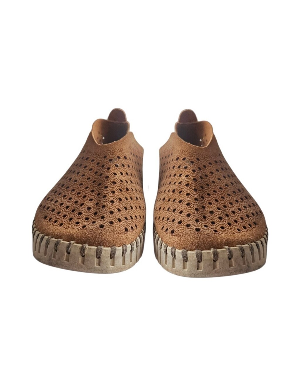 Ilse Jacobsen Brown Perforated Slip-On Clogs